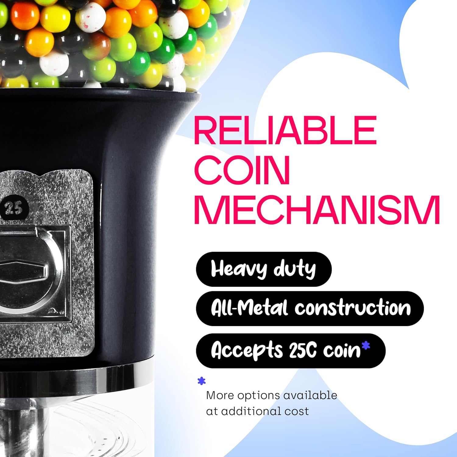 Gumball Machine Original Spiral - 4`10" Height - Set Up for $0.25 - Dispenses 1” Gumballs - Spin & Drop Vending Machines for Kids - Bubble Gum Machine - Black
