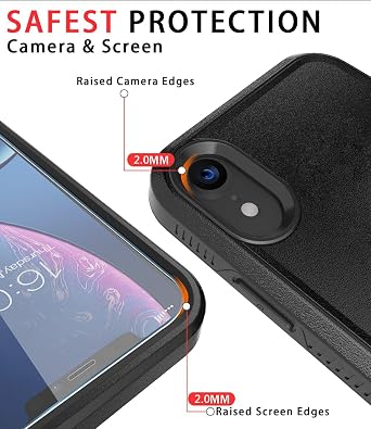 Diverbox for iPhone XR Case [Tempered Glass Screen Protector] [Shockproof] [Dropproof] Heavy Duty Protection Phone Case Cover for Apple iPhone XR (Black)