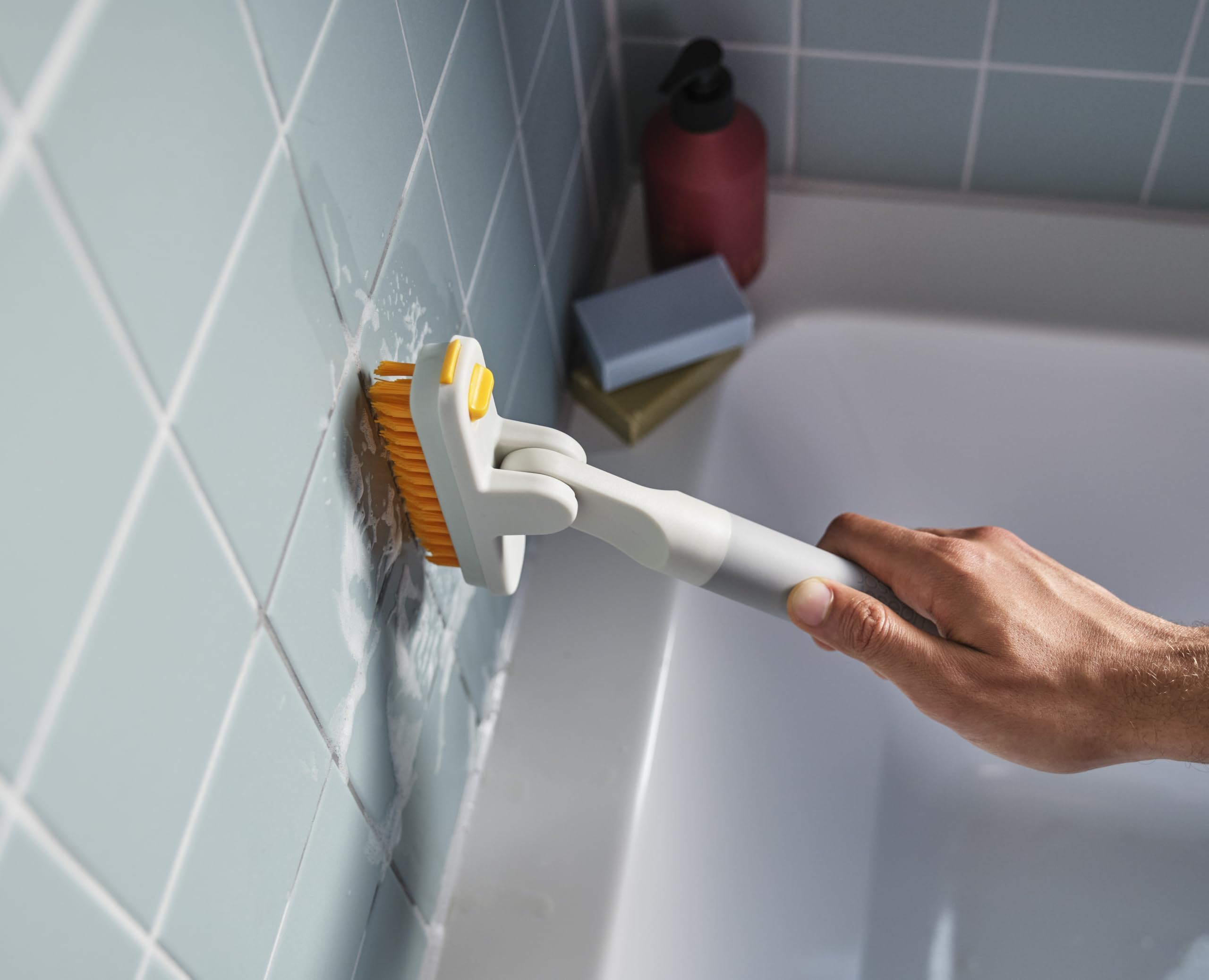 Joseph Joseph CleanTech Set de 2 Cepillos para Limpieza en Detalle, Azulejos y Lechada, Cerdas en V, Mango Antideslizante