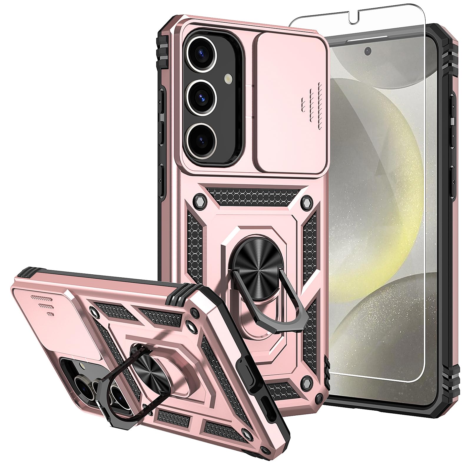 SKMY for Samsung Galaxy S25 Case,Galaxy S24 Case,with Screen Protectors and Camera Cover,[Military Grade] 16ft.Drop Tested Cover with Magnetic