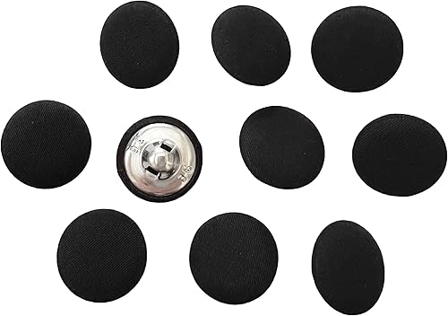 Vista 205 de PEPPERLONELY 10 piezas de tela de 0.394 in cubierta con botones redondos de vástago de metal, azul marino