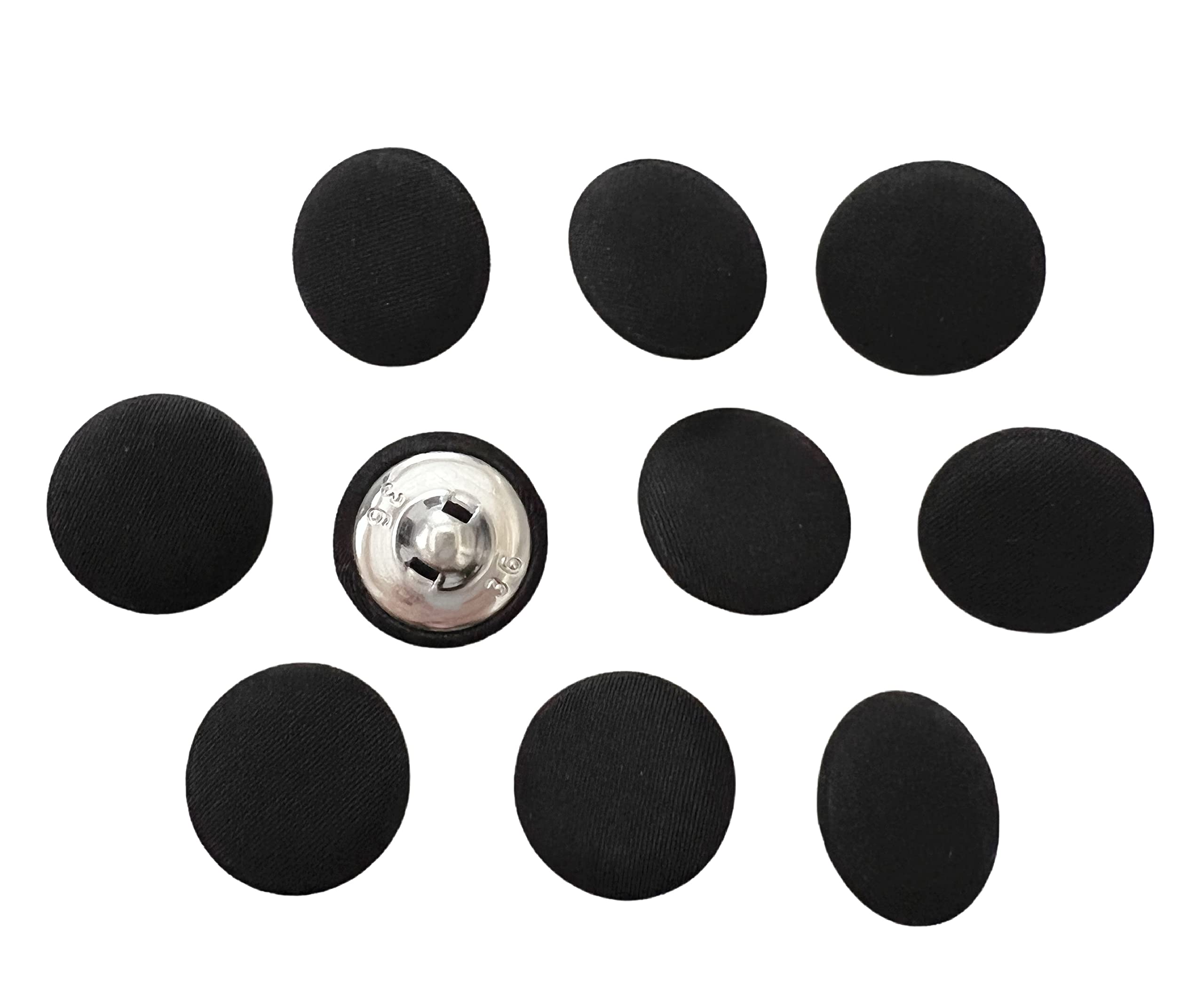 Boutons ronds en tissu haut de gamme et tige en métal durable PEPPERLONELY 23 mm Noir