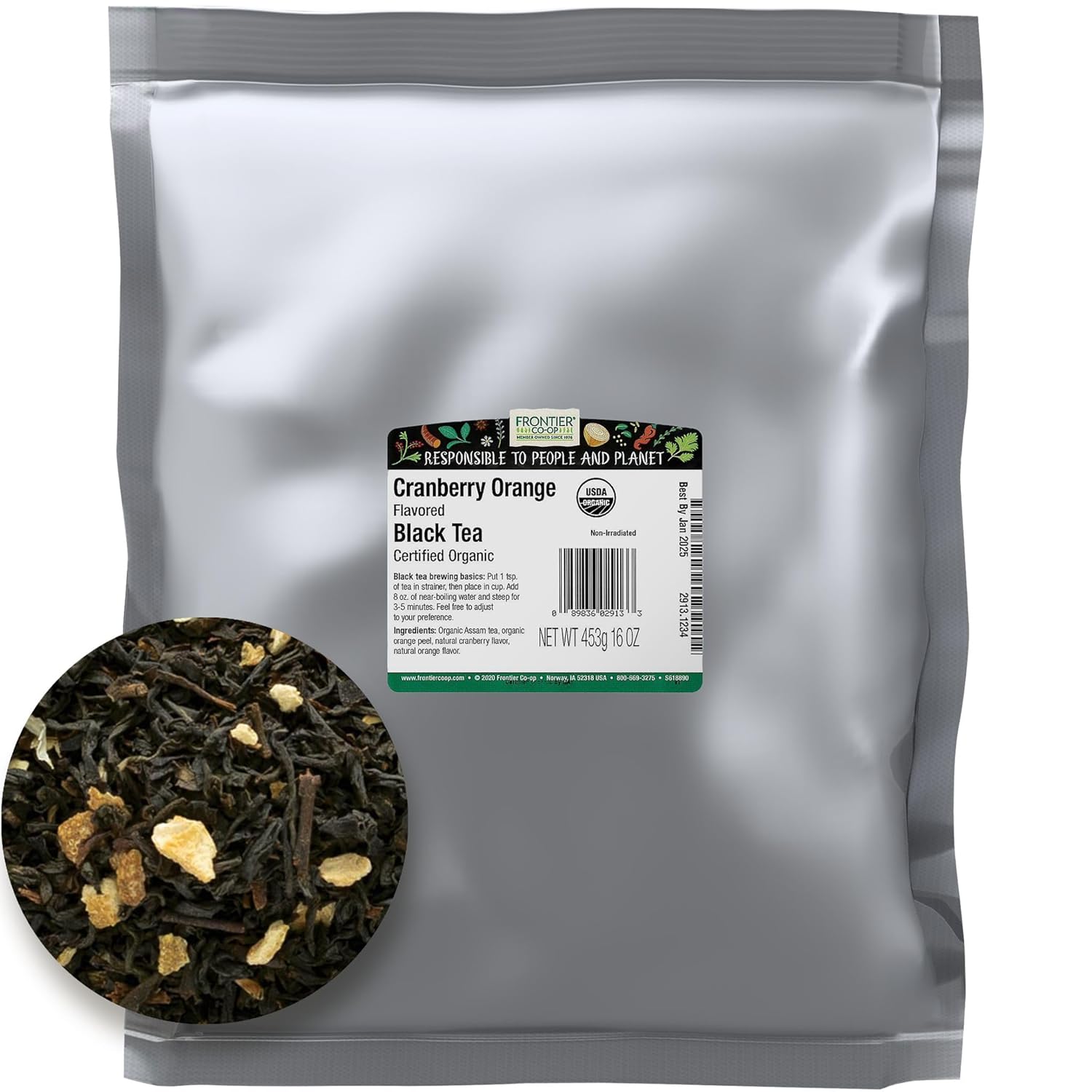 Frontier Bulk Cranberry Orange Flavored Black Tea, Organic, 16 Ounce