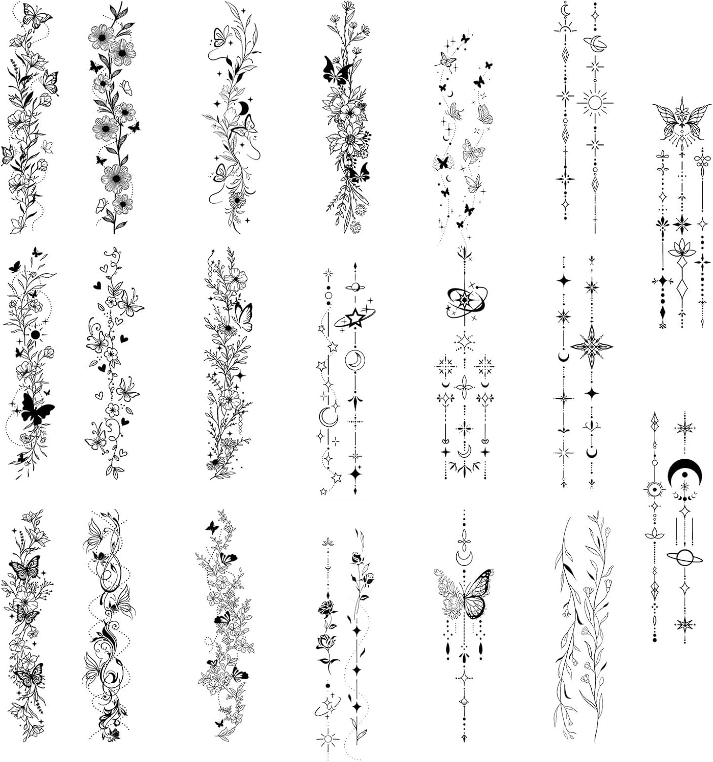 20 sztuk tymczasowych tatuaży, minimalistyczne tatuaże Line Art