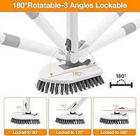 Vista 3 de Cepillo de limpieza 4 en 1, cepillo de limpieza para bañera y azulejos con mango largo, cepillo de lechada, cerdas rígidas, esponja para fregar