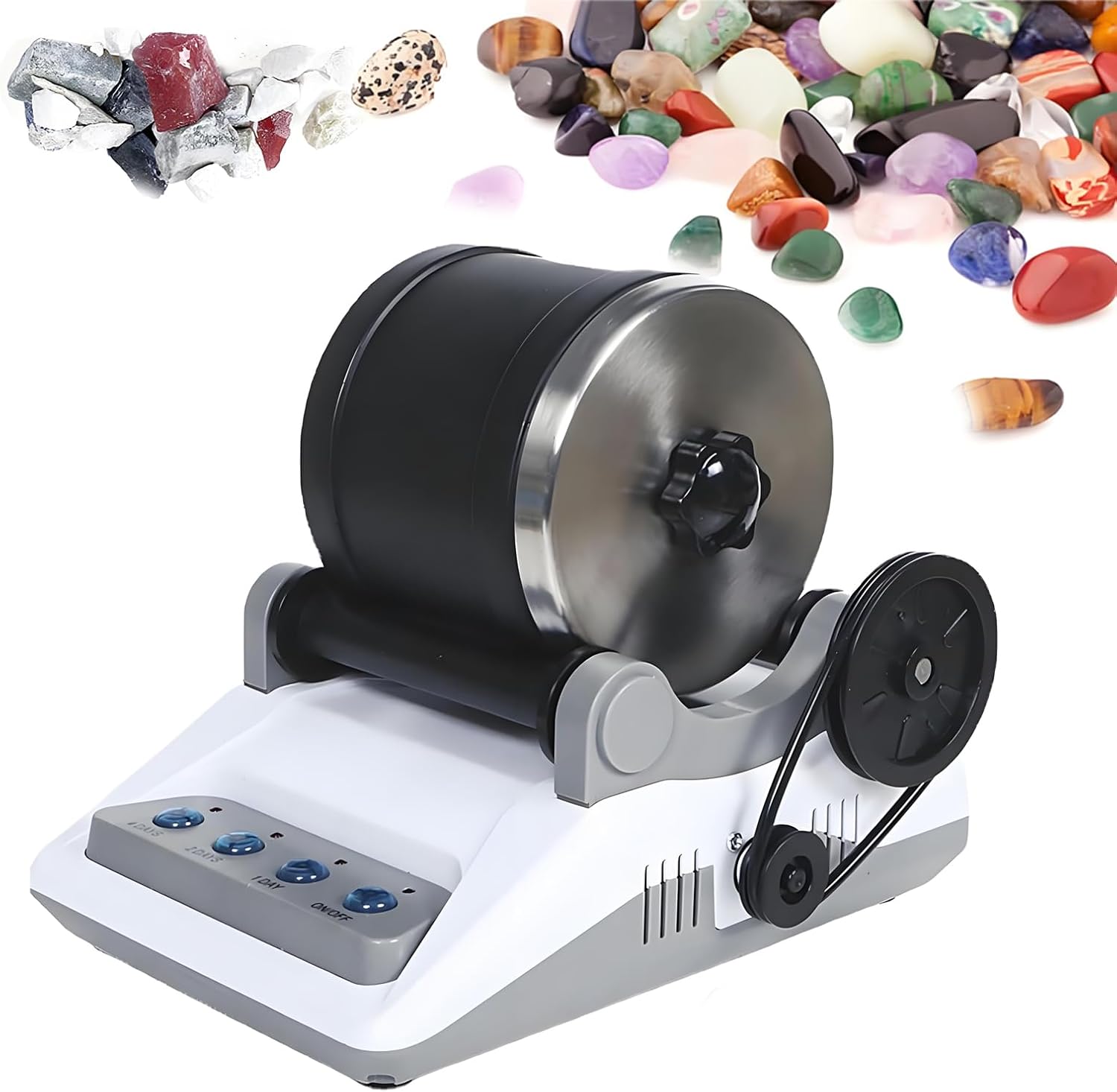 Professional Rock Tumbler Kit, Rock Tumbler Polisher Kit, Electric Gem Grinder with Timmer Buttons, Detachable DIY Stone Polisher