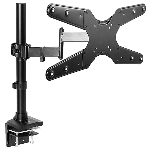 VIVO Ultra Wide Screen TV Desk Mount for up to 55 inch Screens, Full Motion Height Adjustable Single Television Stand with Articulating Arm, VESA 75x75mm to 400x400mm, Black, STAND-V155M