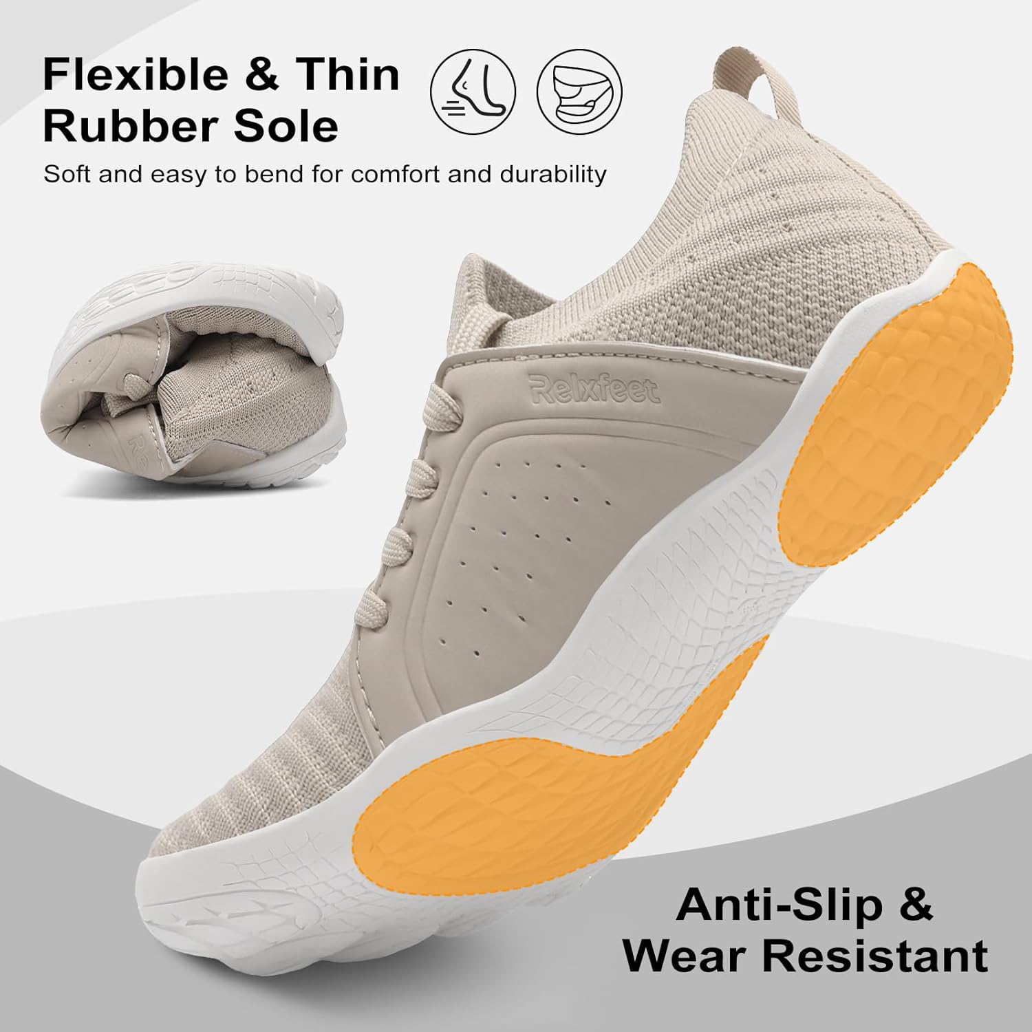 relxfeet Women's Barefoot Trail Running Shoes Wide Toe Box Zero Drop Minimalist Shoes Lightweight Breathable for Walking Gym Hiking