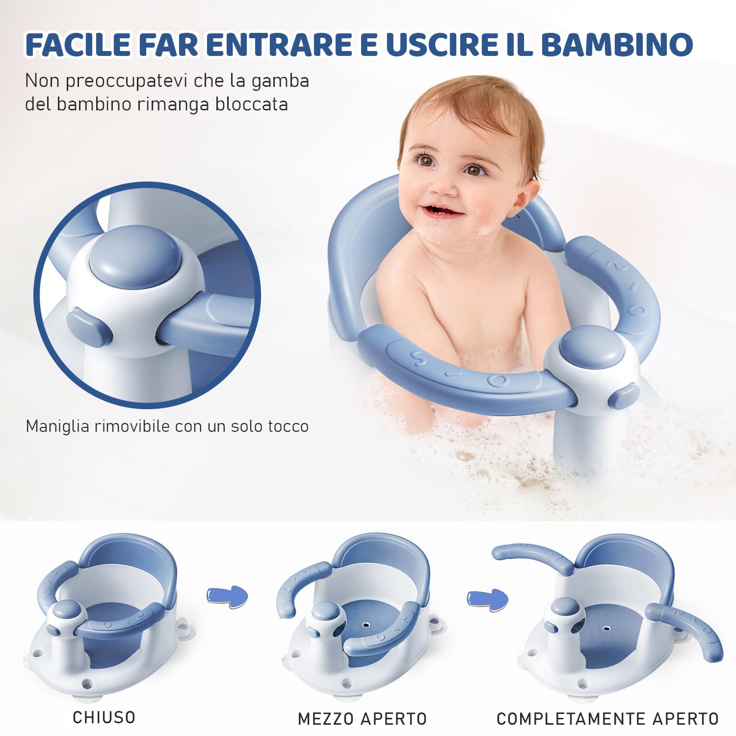 Seggiolino per vasca da bagno per neonati/bambini, per bambini da 6 a 12 a 24 mesi, essenziale per il bagnetto, ottimo regalo per neonati e neomamme