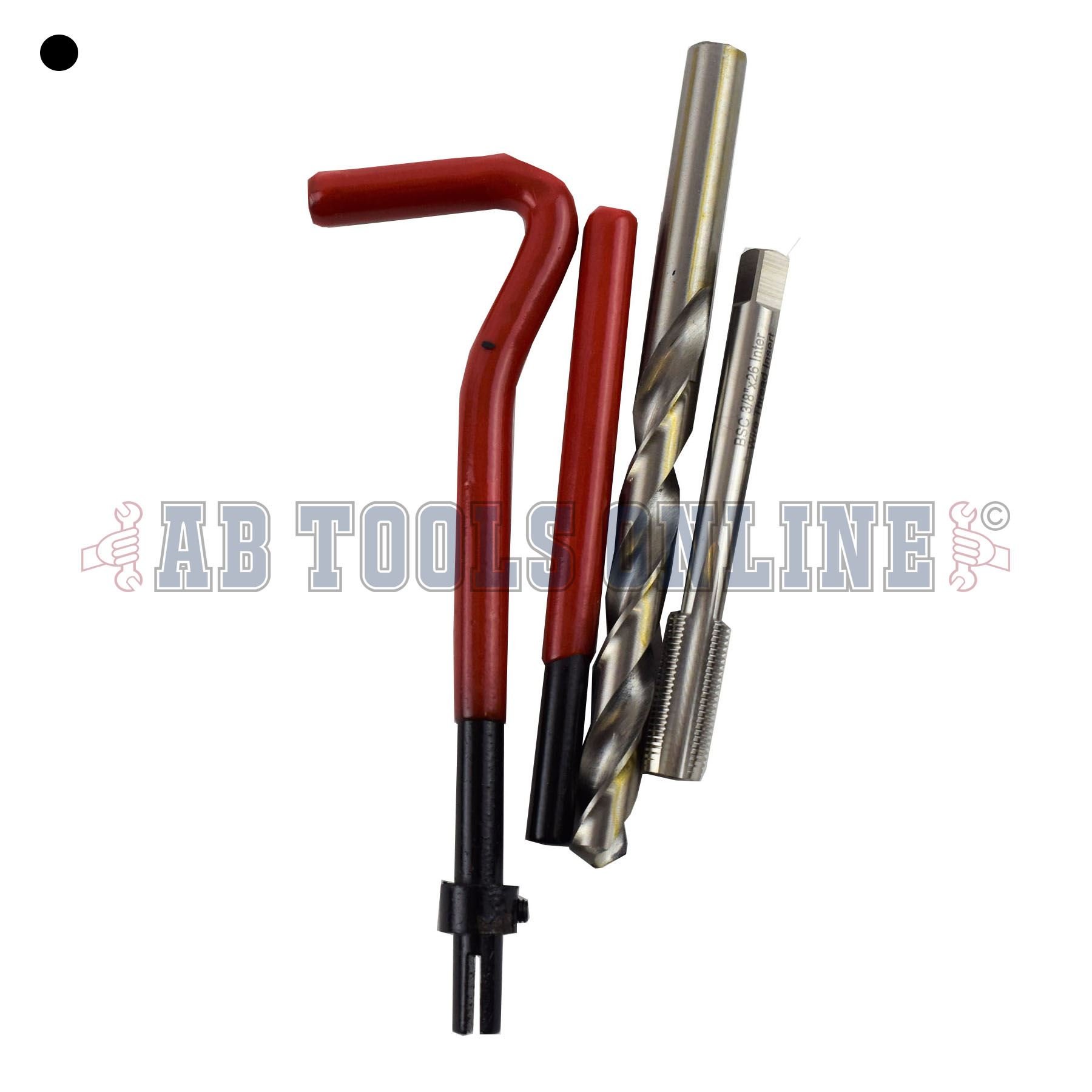 AB Tools-Unithread 3/8" x 26 BSC de Rosca Helicoil Kit Cortador de reparación de roscas dañadas 14PC Kit