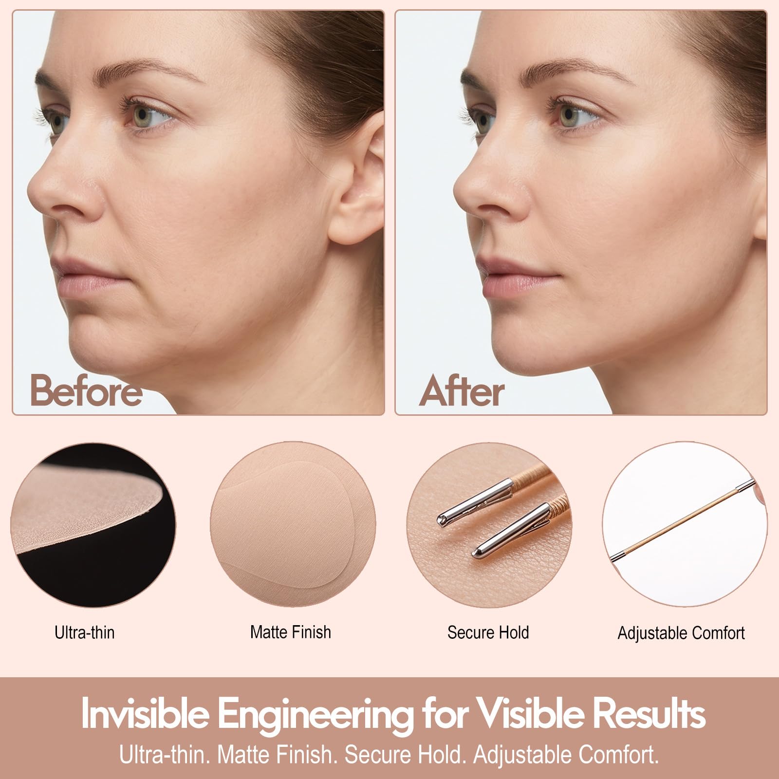 80 Pezzi Face Lift Tape Invisible, Cerotti Lifting Viso con Tiranti Regolabili, Adesivi Lift Viso Trasparenti Impermeabili, Effetto Lifting Istantaneo per Trucco Quotidiano VisoCollo