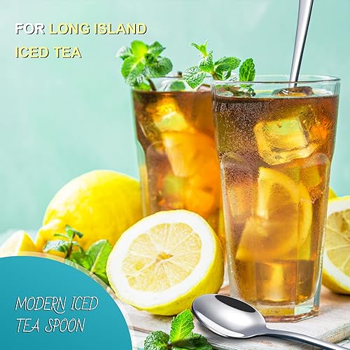 Miniatura 5 de Cucharas de mango largo para té helado de Hiware 9 pulgadas Cuchara de café de helado Cucharas de acero inoxidable para cóctel conjunto de