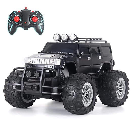popsugar Off Roader Rechargeable Remote Control Car | RC Car Monster Truck | 4 Headlight Modes | Lithium Battery | C-Type Charging | 2.4GHz Remote Controller | Made in India, Black