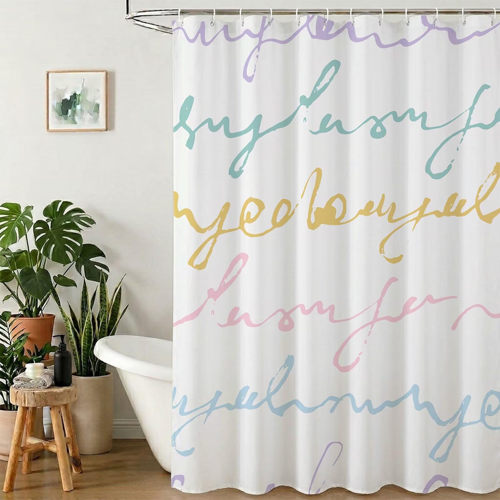 Rideau de Douche 180x220 cm - Tissu Polyester Imperméable Anti-Moisissure - 12 Anneaux Inclus - Ourlet Lesté pour Stabilité - Lavable en Machine - Idéal de Baignoire et Douche - Simple & Coloré Y1#524