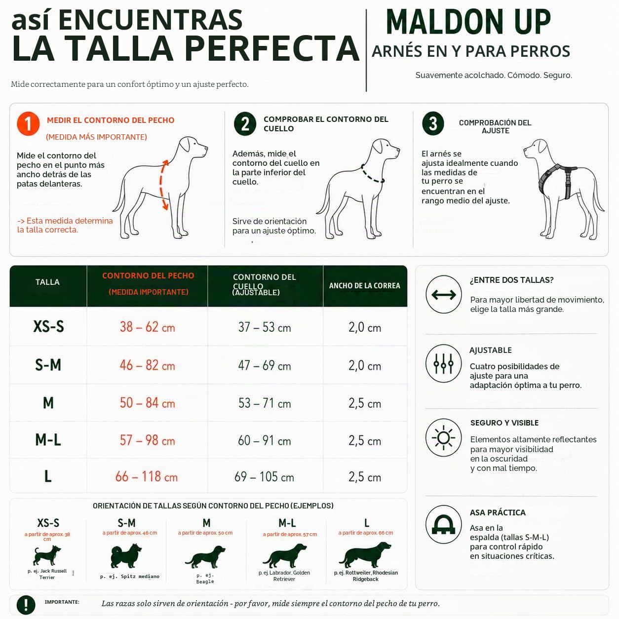 Hunter Maldon UP Arnés para perro, color: gris claro/gris, acolchado suave y cómodo, altamente reflectante por 3M Scotchlite, ajustable en 4 posiciones, con asa acolchada (a partir de S-M), talla: M-L