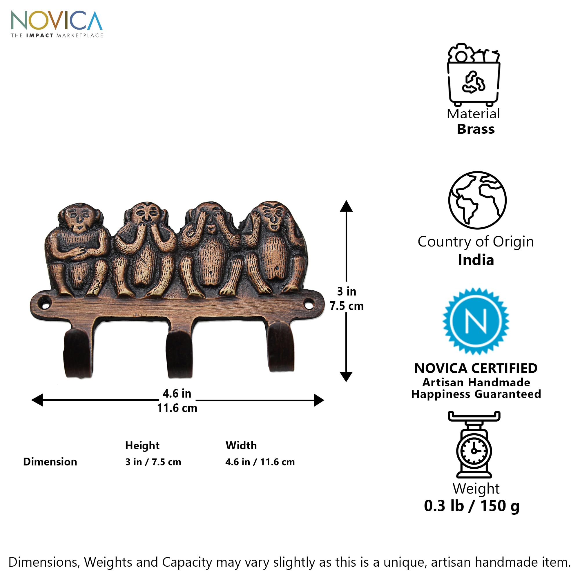 アクセサリー Monkey Amazon.com: NOVICA Artisan Handcrafted Brass Key Chain Holder