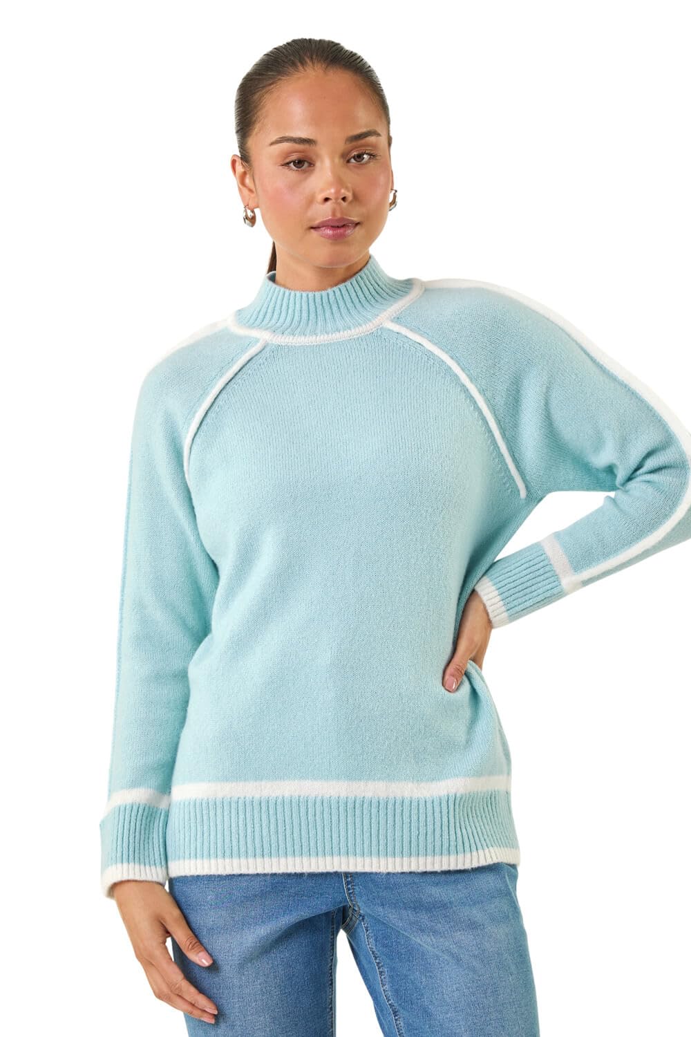 Roman - Women's - Petite Ribbed Knit Jumper - Blue - 12