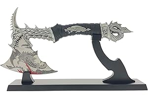 14.5" Fantasy Dragon Axe With Wood Stand