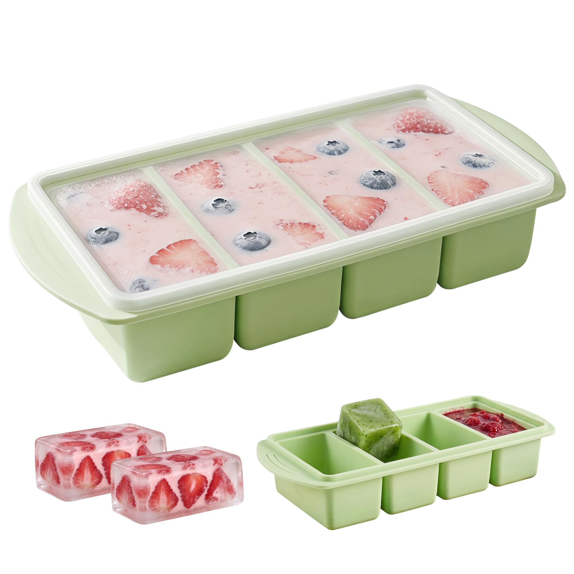 Silicone Freezer Tray Moulds with Lid, 1000ml Soup Portion Cube Moulds
