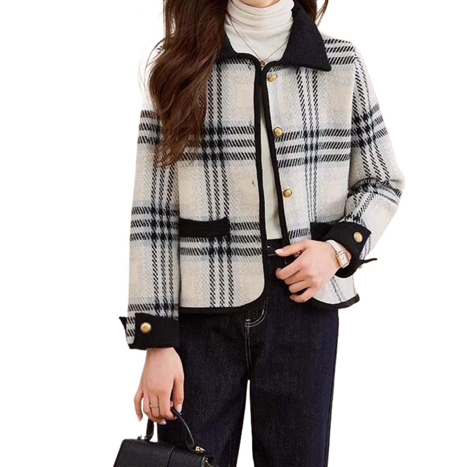 Outerwear for Women Autumn Winter Plaid Blazer Top