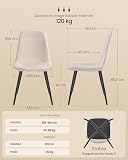 VASAGLE Dining Chair Set of 4, Upholstered Chair, Metal Legs, Adjustable Feet, Easy-Care, Chenille Fabric, PU with Glacier-Inspired Pattern - 3