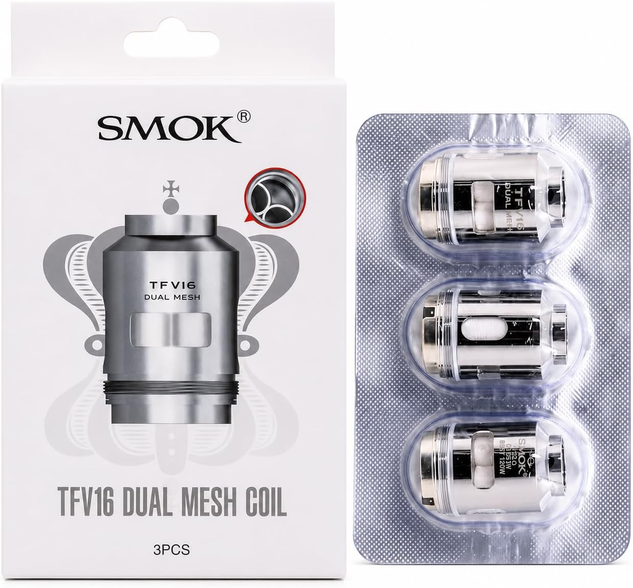 SMOK TFV16 Coil - Dual Meshed - 0.12 Ohm - High-Performance Vaping Coils | Works With TFV16 Tank, TFV18 Tank, Mag P3 Kit, Morph 2 Kit, SMOK Vaping Coils, Pack of 3, No Nicotine