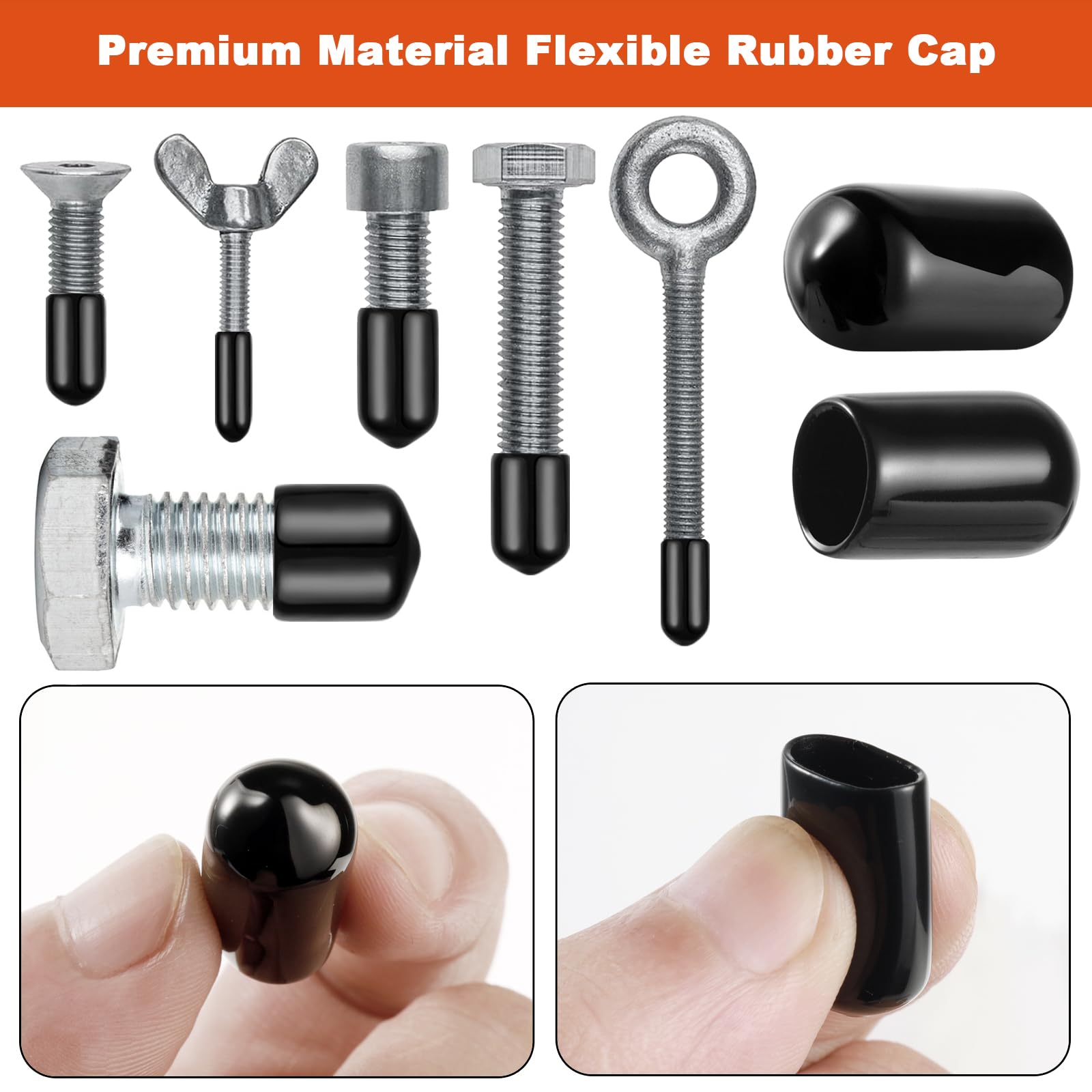 Realure 350Pcs/15Sizes Round Rubber End Caps 15/13/10/9/8/7/6.5/6/5/4/3.5/3/2.5/2/1.5 mm PVC Bolt Cover Screw Thread Protectors Caps for Screw Vinyl Tube Wire Ropes Metal Rods - Image 4