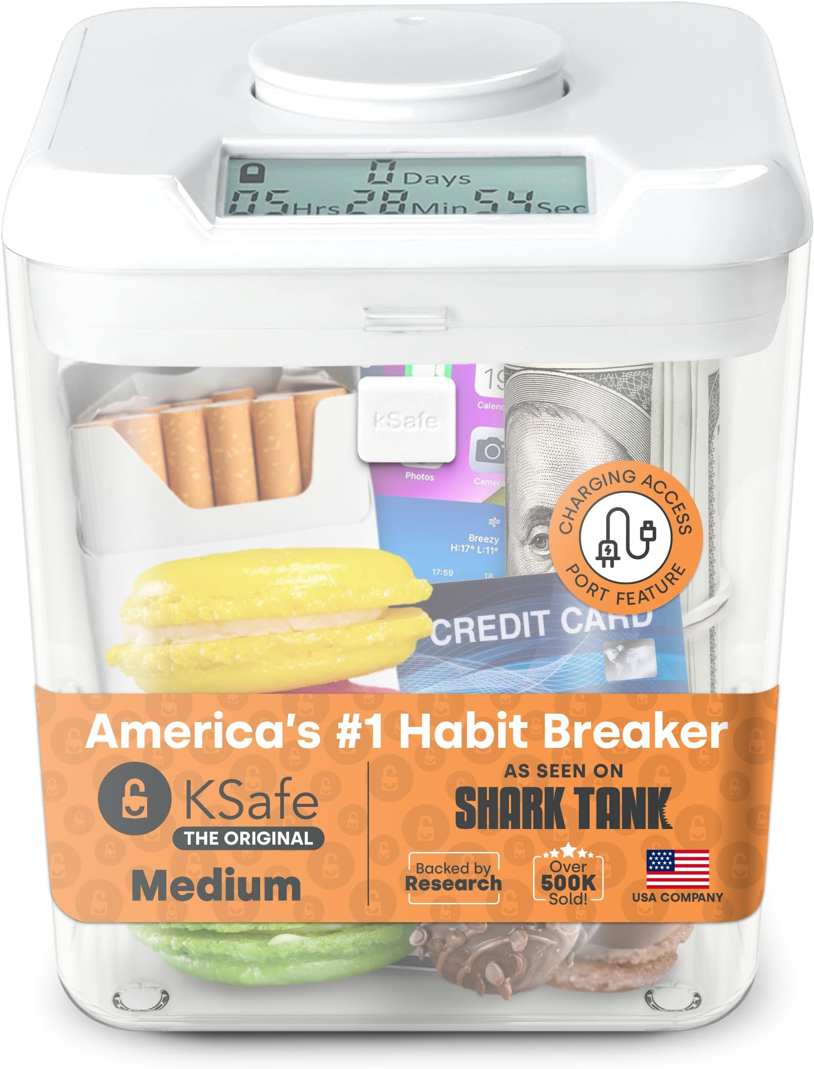 kSafe: Time Locking Container … (White Lid+Clear Base-Pills)