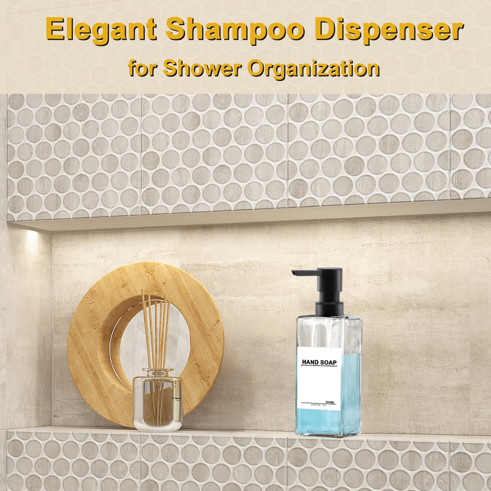 2 stuks zeepdispenser, glas, transparant, 350 ml, shampooflessen om te vullen, moderne afwasmiddeldispenser, keuken, douchegeldispenser, pompkop, kunststof, pompfles, shampoo voor douche en badkamer