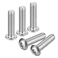 Vista 17 de uxcell Tornillos de cabeza de botón de 1/4-20x1, 25 piezas de tornillos hexagonales de acero inoxidable 304, tornillos de rosca completa