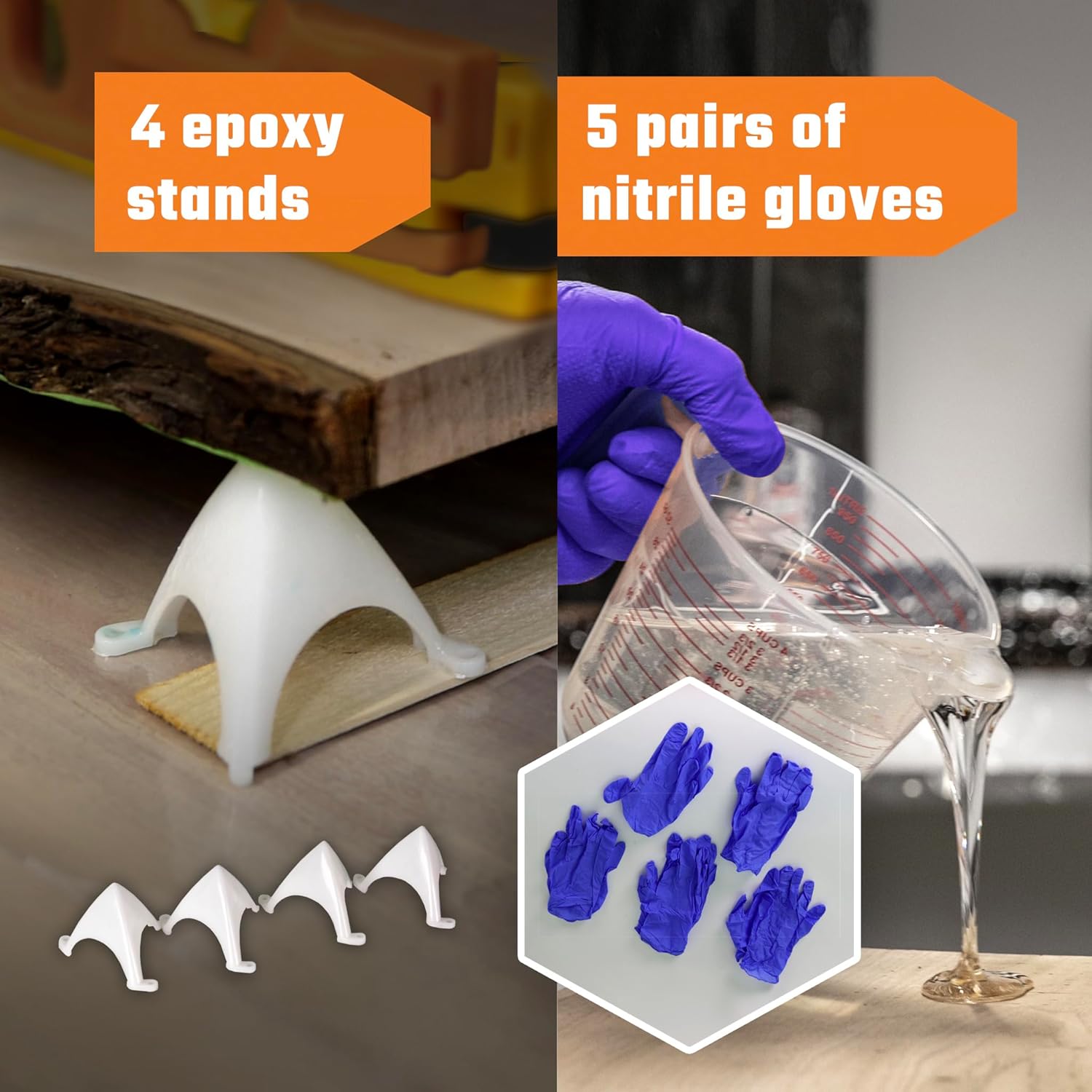 Industrial Clear 1.5 Gal Epoxy XL Pack with Propane Torch Head, Spreader, Mixing Stick, Gloves and Resin Stands