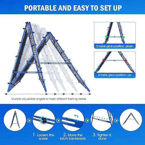 Miniatura 5 de Red de portería de rebote de fútbol de doble cara, entrenamiento de velocidad de rebote rápido y lento para control, práctica de pases, fácil