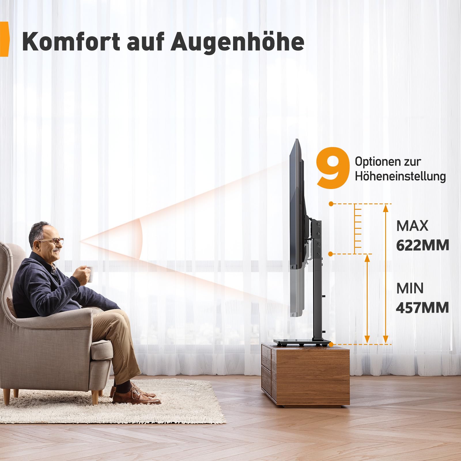 Perlegear Supporto TV da Tavolo per Televisore da 32-70 Pollici, Regolabile in Altezza con Inclinazione, Fino a 40 kg, VESA 400x400 mm, PGTVS26