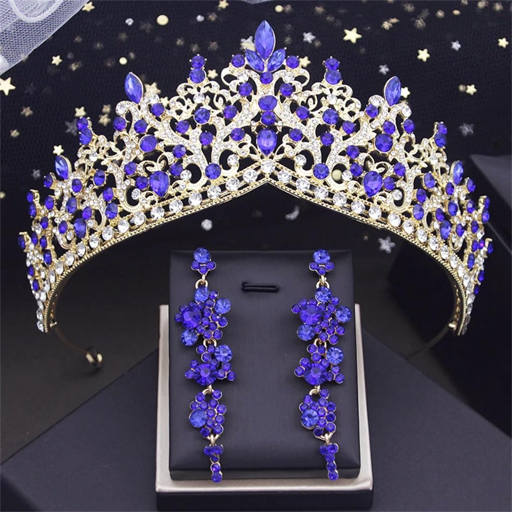 Bridal Crown Sets Rhinestone Tiaras And Crowns Earrings Set Wedding Dress Hair Jewelry Accessories