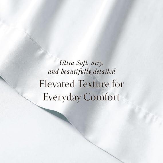 Threadmill Home Linen Certified 100% Egyptian Cotton King Size 4 Piece Solid Bed Set, 400 Thread Count Sateen Weave, Comfortable Hotel White Sheets with Elasticized Deep Pocket