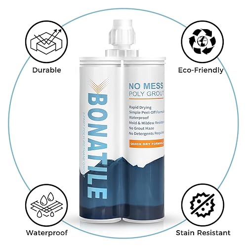 Miniatura 5 de Lechada para azulejos con pistola de calafateo manual de 19 onzas, 13.5 fl oz, relleno de lechada blanca, adecuado para aplicaciones de pared y