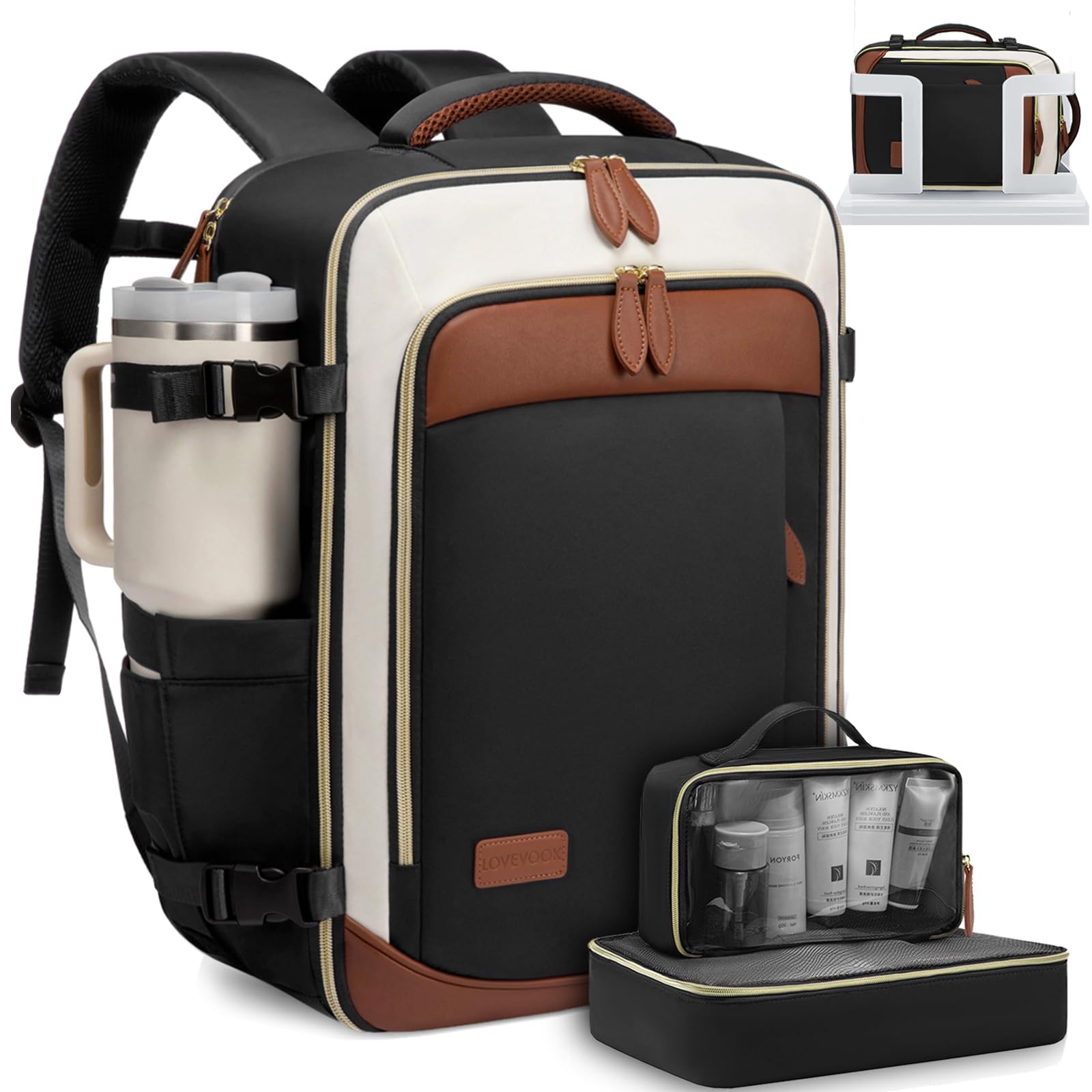 40L Travel Backpack for Women, Carry On Backpack with 3 Packing Cubes,TSA Personal Item Travel Bag Airline Approved, Water Resistant Weekender Overnight Luggage Daypack, Fits 17.3 Inch Laptop