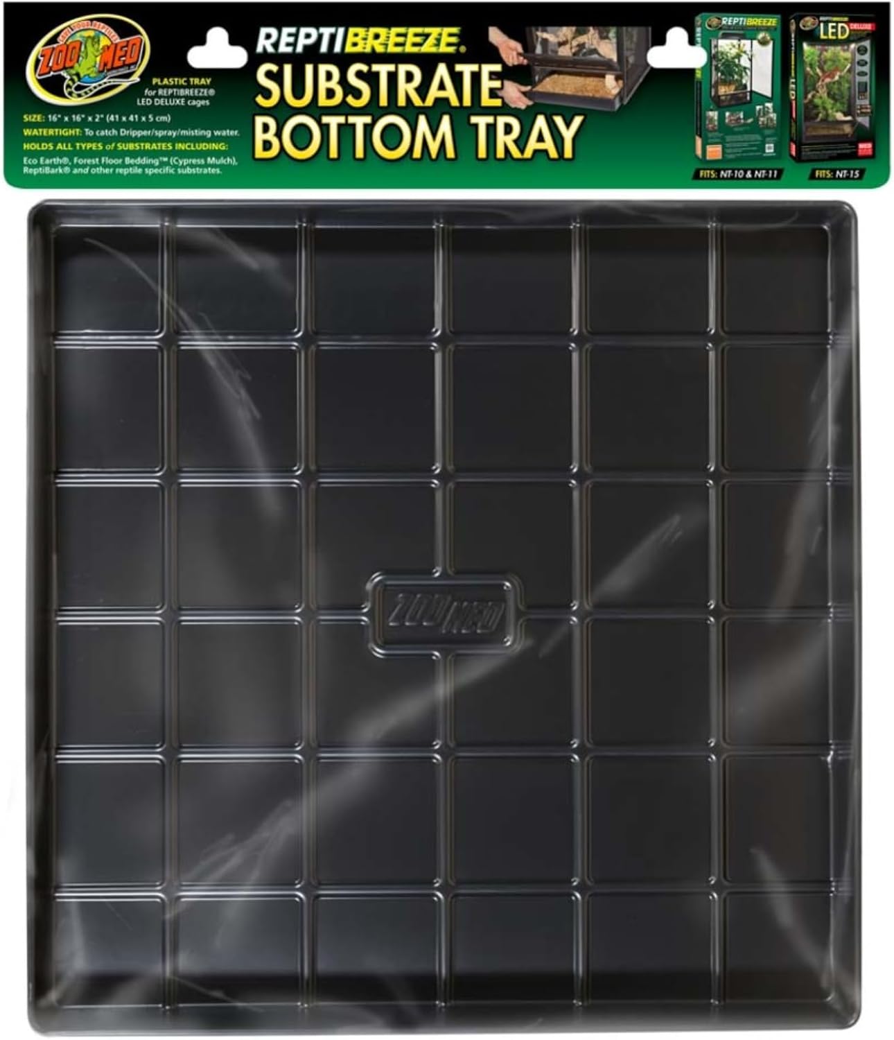 TheZooMed ReptiBreeze Substrate Bottom Tray Black, 1ea/16 Inches X 16 inches Pack of 1