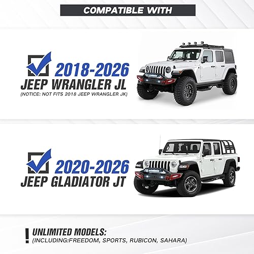 Vista 20 de Parachoques delantero para JK JL compatible con 2007 2008 2009 2010 2011 2012 2013 2014 2015 2016 2017 2018 2019 2020 2021 2022 2023 2020 2023 20020