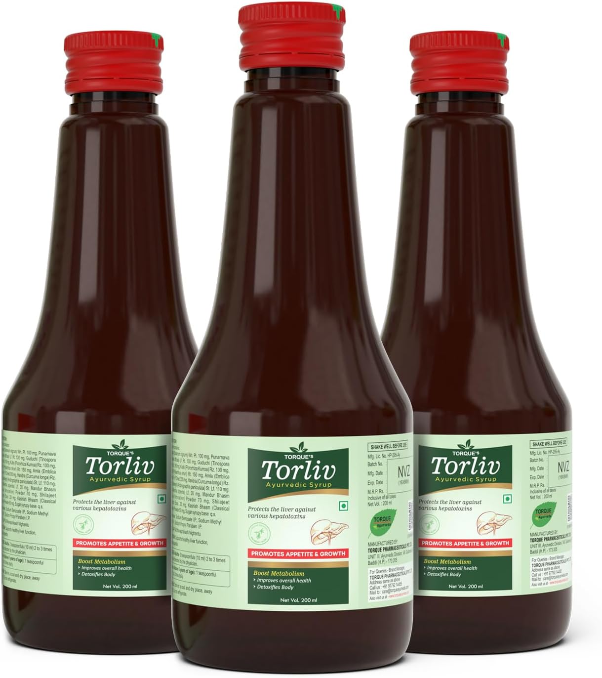 Torque Liver Detox for Fatty Liver Syrup, Digestive Health and Acidity, for Healthy Liver Function, A Complete Liver Cleanser - 200ml (Pack of 3)
