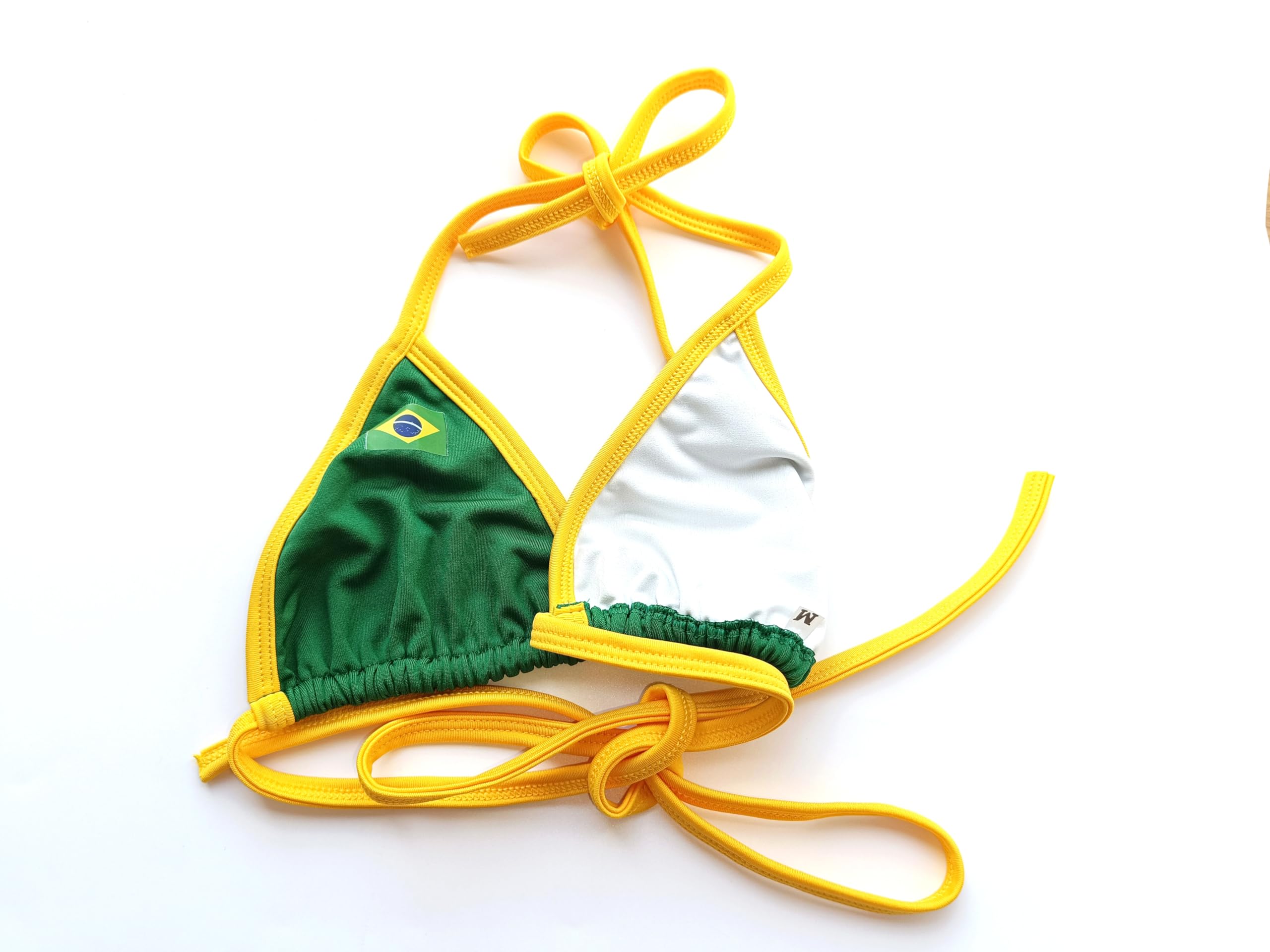 Bikini brésilien sexy avec micro string fio dentaire, vert et jaune, coupe ajustée