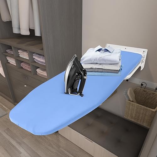 Miniatura 7 de Tabla de planchar montada en la pared de 38.7 x 12 pulgadas, tabla de planchar giratoria de 180 resistente con cubierta resistente al calor, montaje