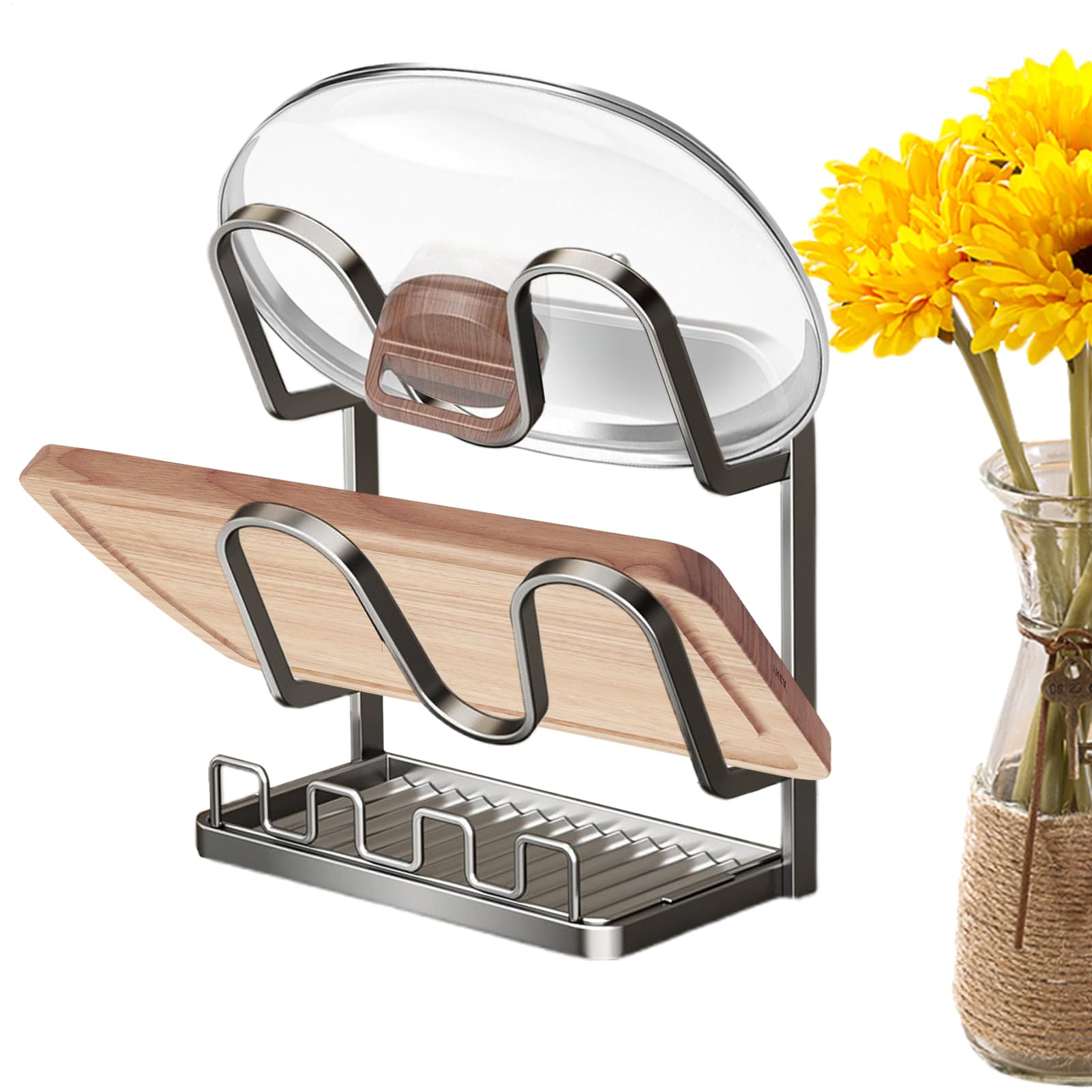 Organizer Für Topfdeckel Mit Tropfschale, Platzsparende Und Non-Slip