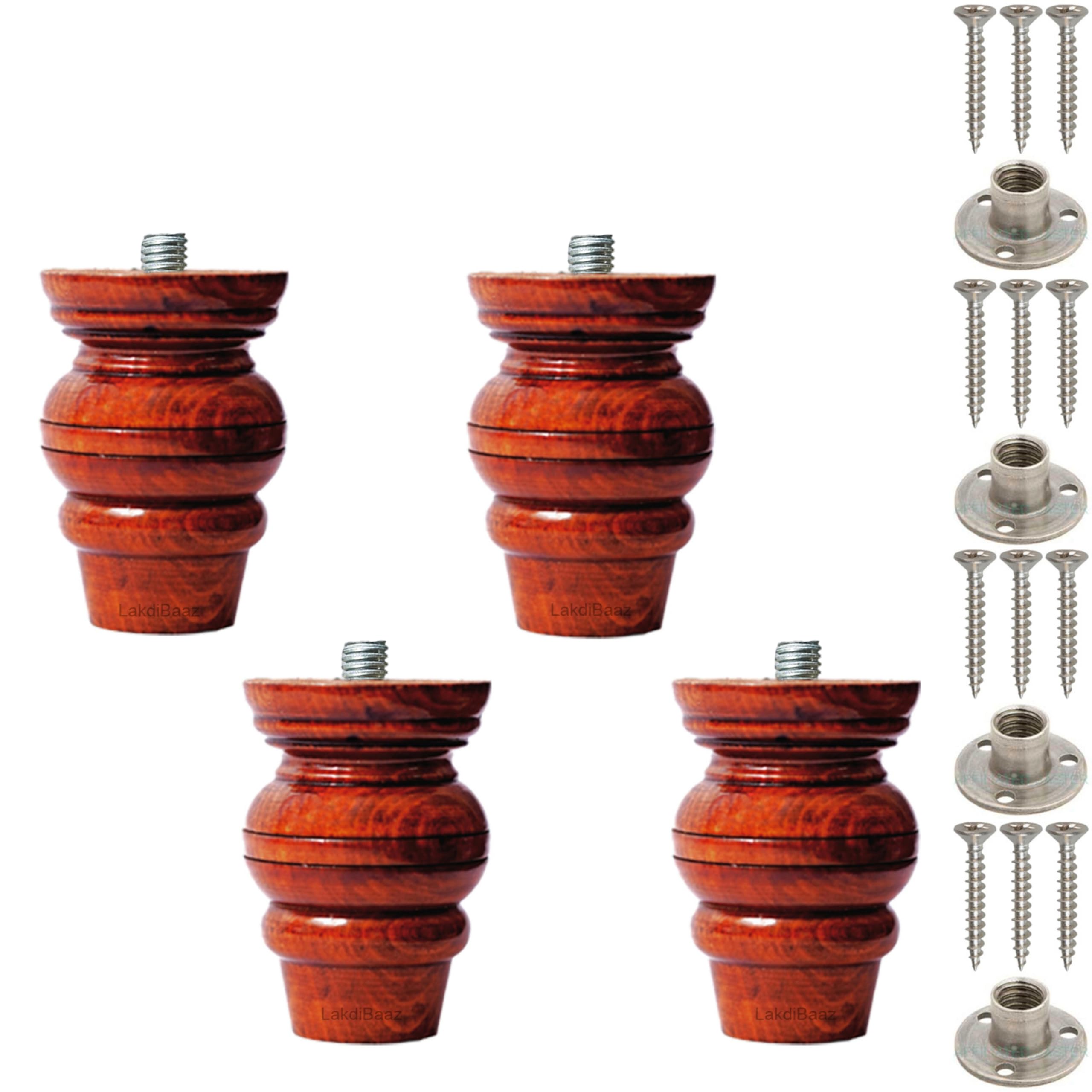 Lakdi Baaz Paras | Luxury Wooden Sofa Leg and Furniture Leg Pack of 4 Piece