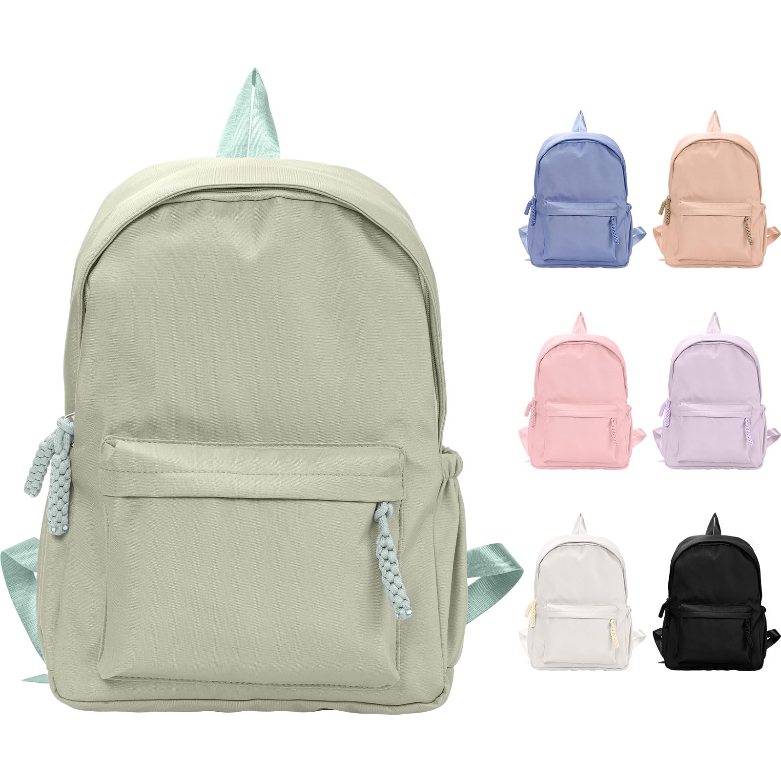 Fjquamitix Backpack for Girls Women High School Book Bag Cute Backpack for Men Teens, Lightweight Simple Middle School Back Pack Daypack (Green)