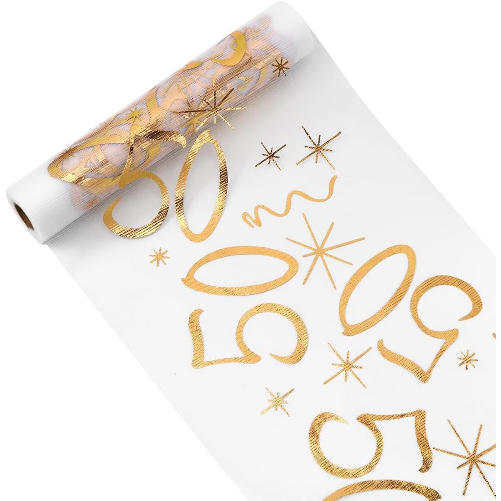 Msioytog 50 Years Old Golden Table Runner For Comings Of Age Celebration Birthday Party Decoration Milestones Anniversary Event Design Gold Table Runner For Birthday Party