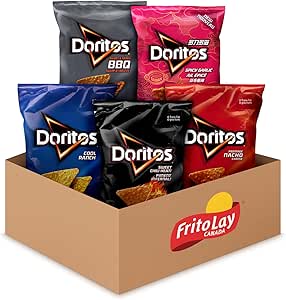 Frito-Lay Variety Pack (Doritos Sweet &amp; Tangy BBQ, Spicy Garlic, Cool Ranch, Sweet Chili Heat, Nacho Cheese), 5 bags, Chips Snack Box, 1.7kg