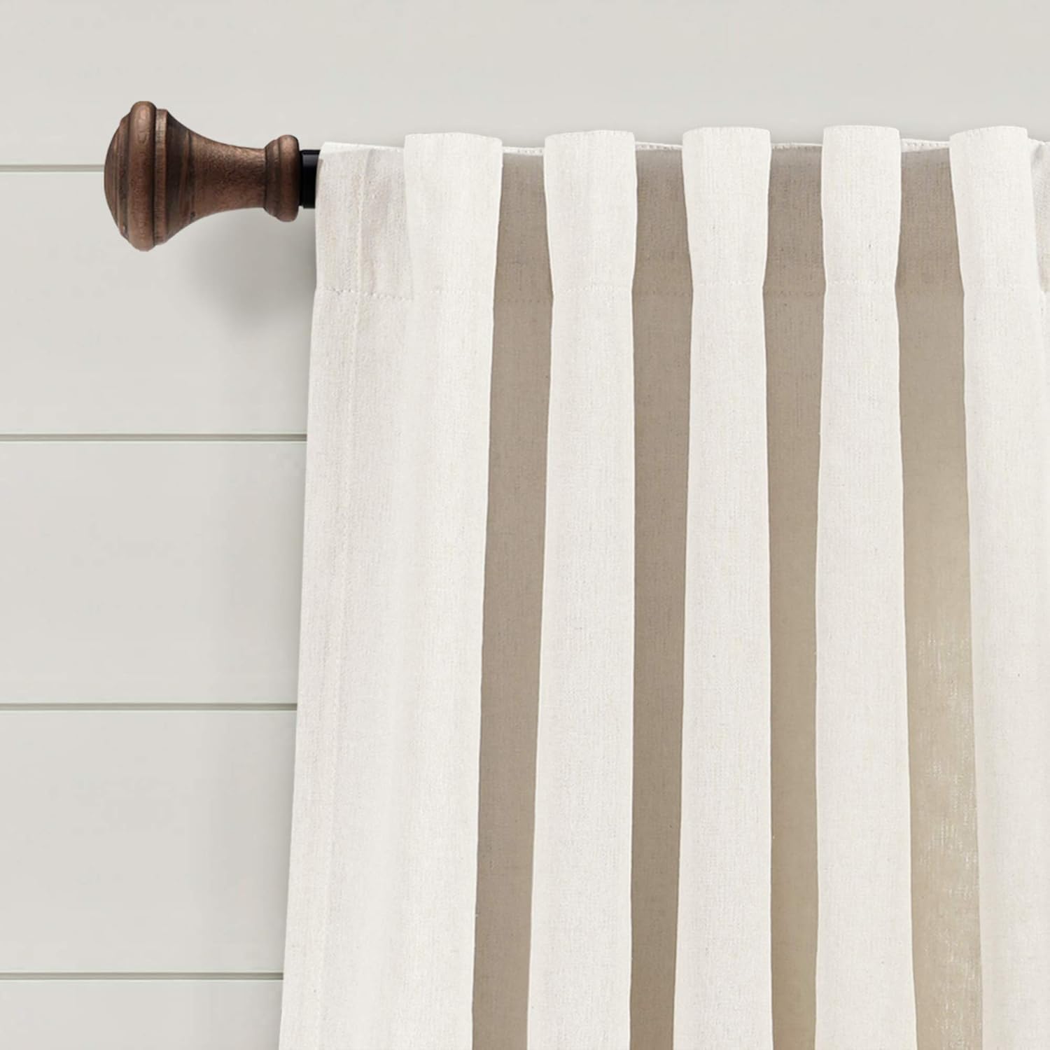 Lush Decor Ivy Tassel Faux Window Curtain Panel Pair, 84" L x 52" W, Light Linen