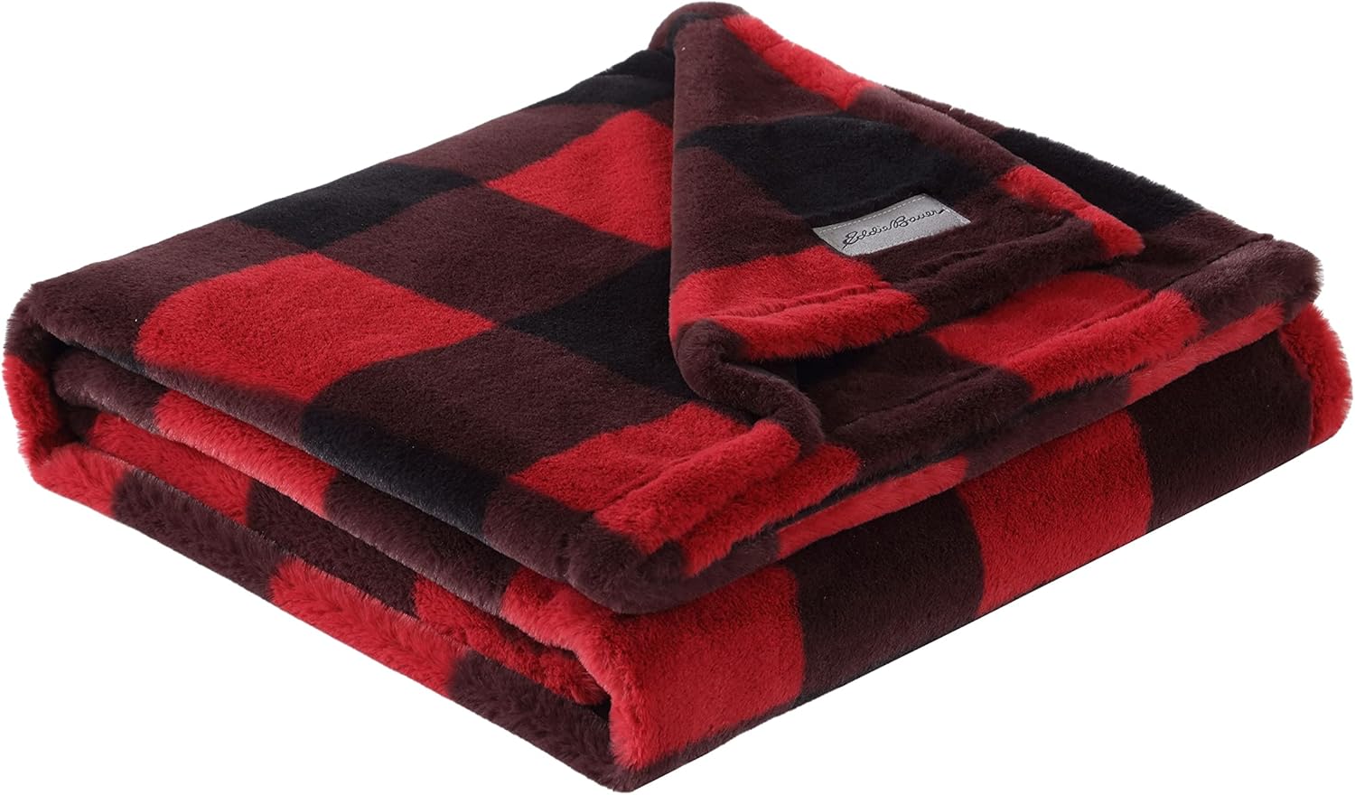 Eddie Bauer - Throw Blanket with Pillow Cover, Reversible Faux Fur Bedding Set, Buffalo Plaid Home Decor for All Seasons (Red/Black, Throw Bundle)