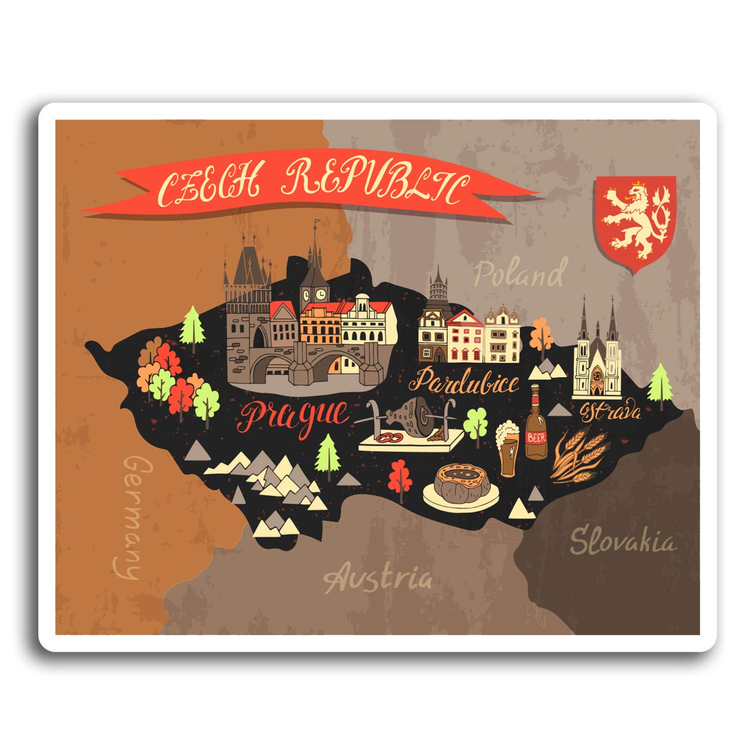 2 x 10cm Czech Republic Prague Vinyl Stickers - Sticker Laptop Luggage #19525 (10cm Wide)